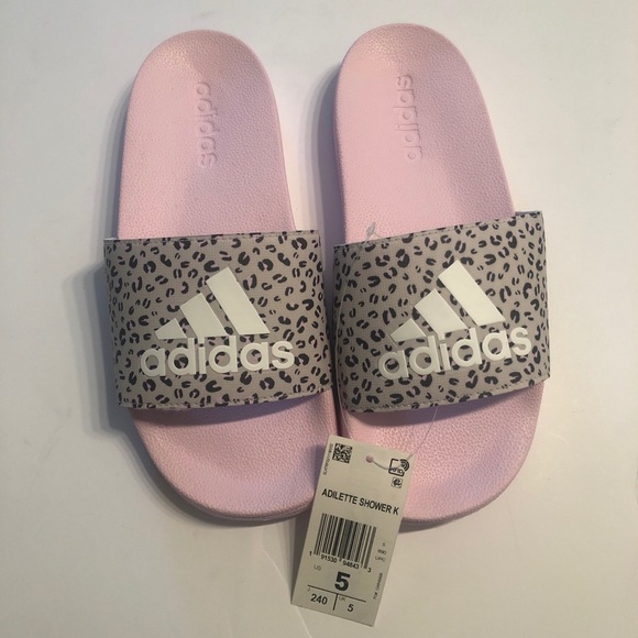 Adidas Pink Leopard Slide Sandals 